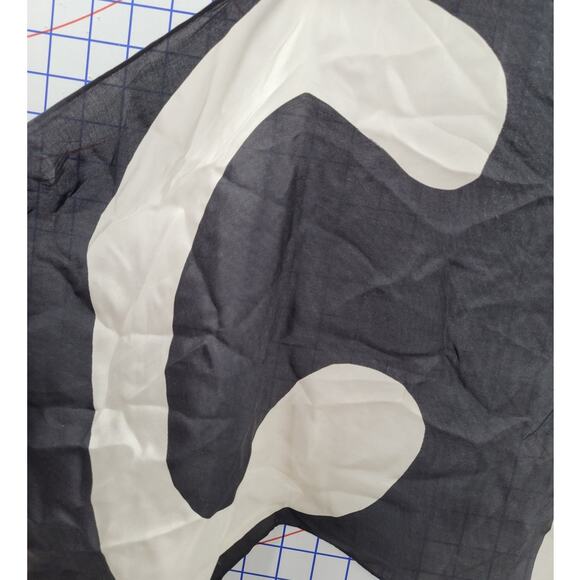 Retro Logo Silk Oblong Scarf Echo 80s Black White Red Bold Accessory Vibe - Picture 4 of 9